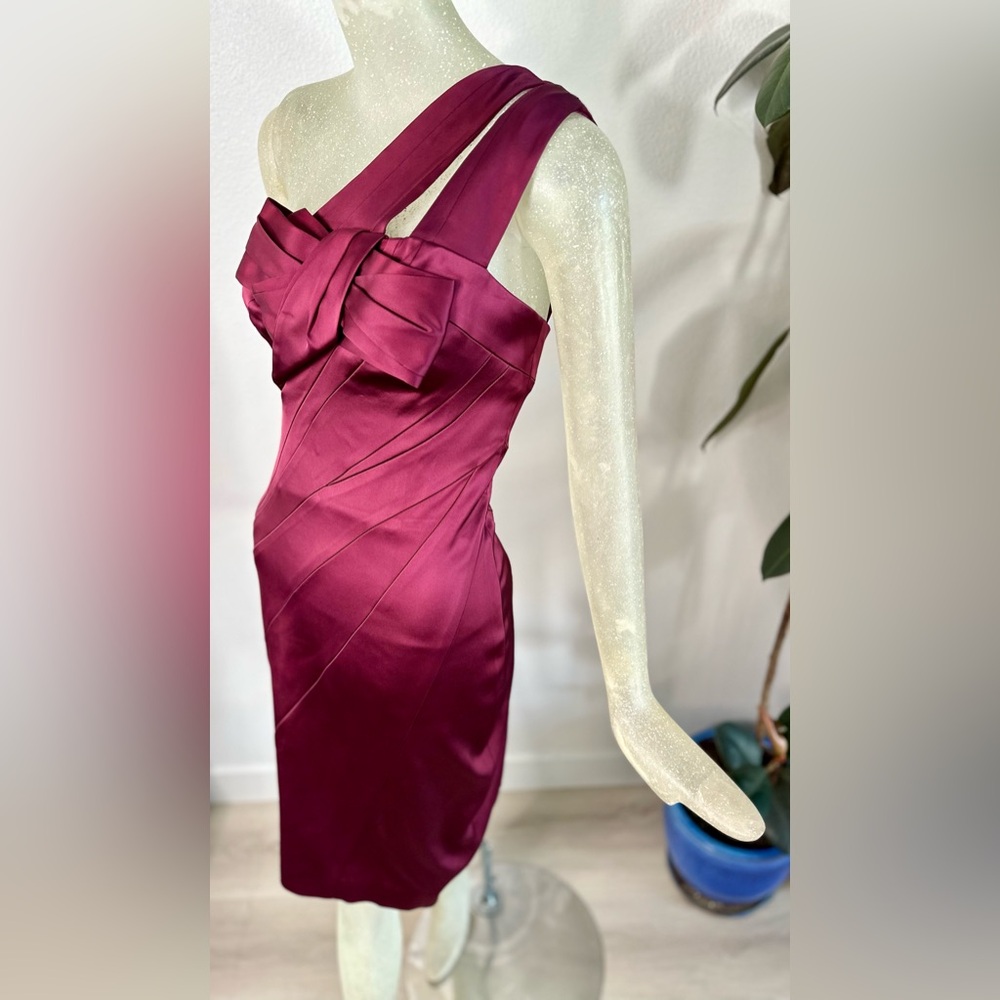 Karen Millen One Shoulder Dress in Rich Burgundy